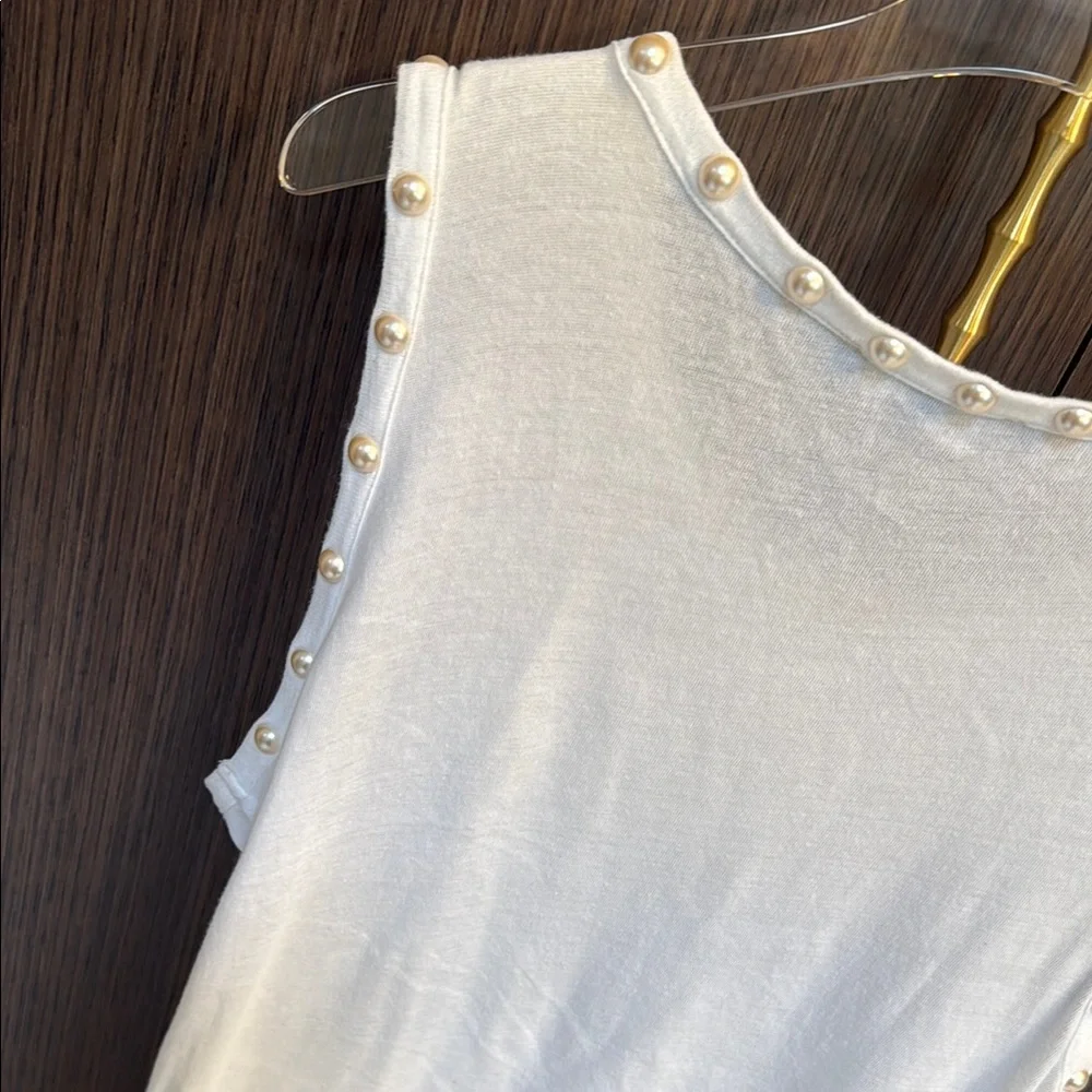 Generation Love pearl accents tank top in white 🤍